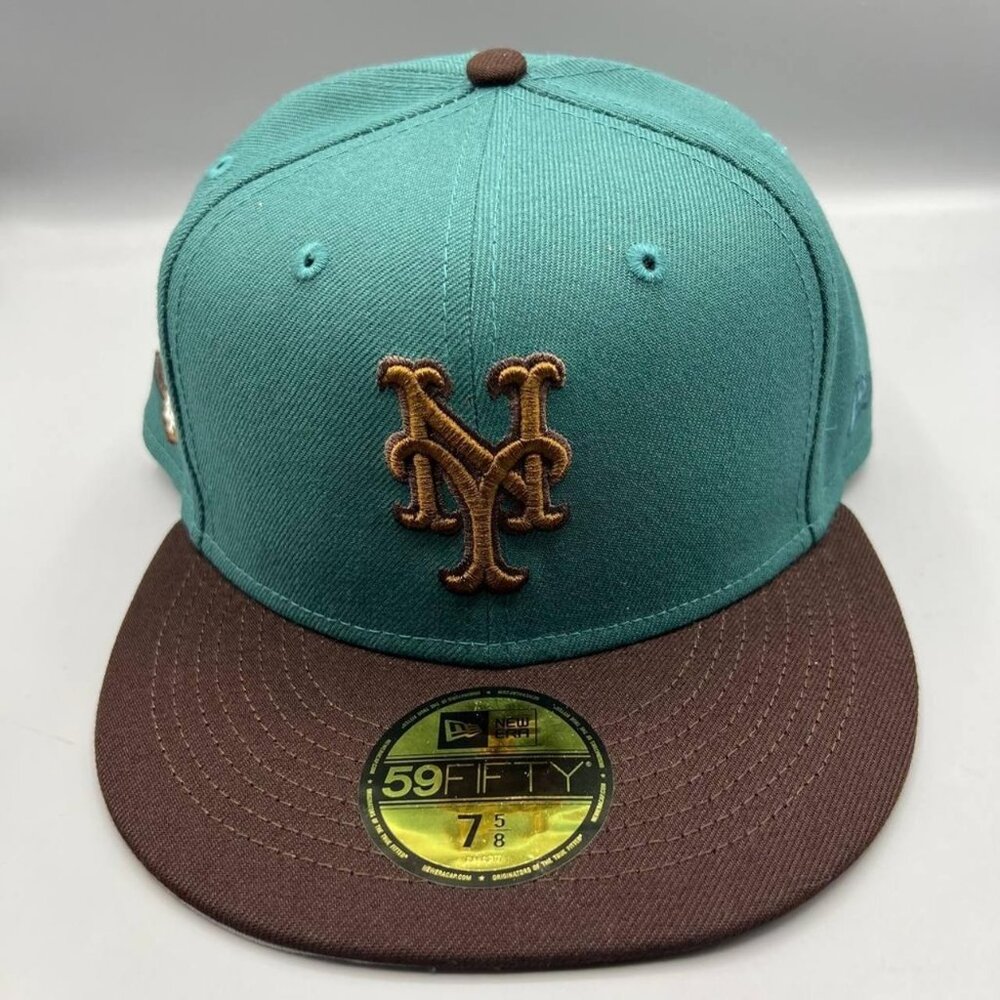 New York Mets Hat Men 7 5/8 Green Brown 59Fifty New Era Fitted Cap